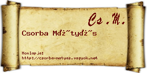 Csorba Mátyás névjegykártya