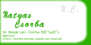 matyas csorba business card